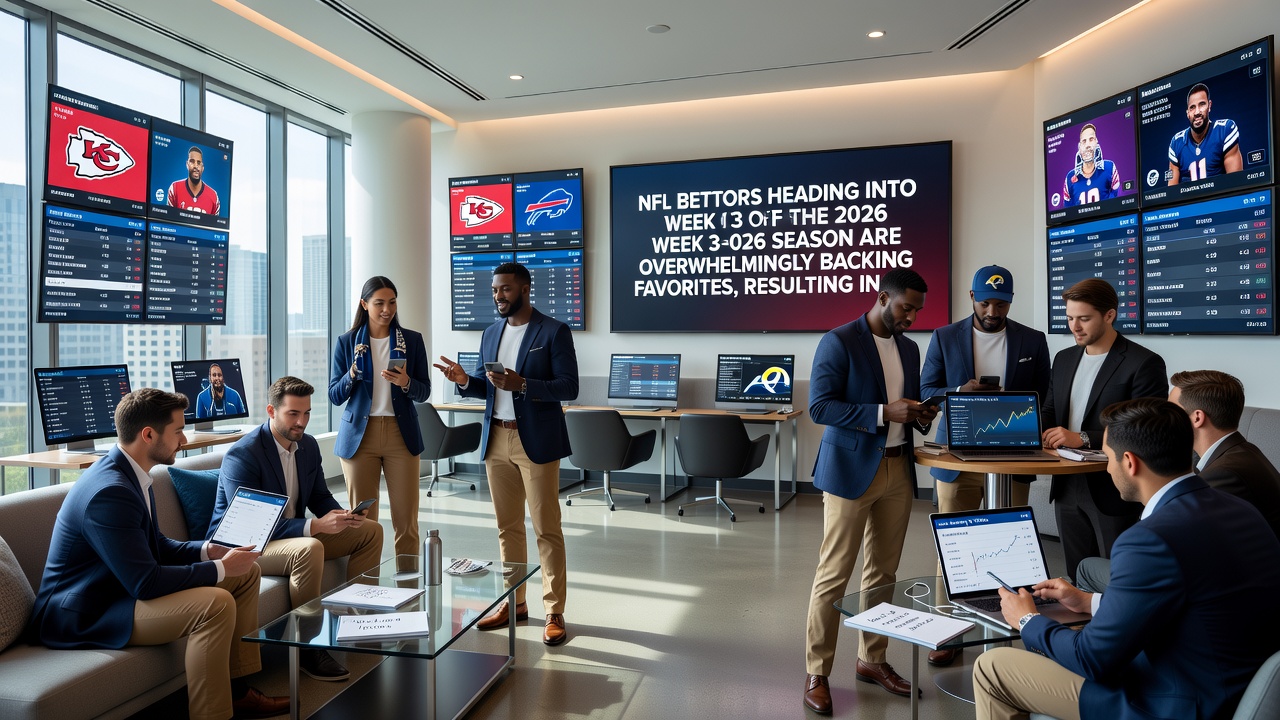 Sportsbook interface displaying NFL spread betting percentages for 2026 season
